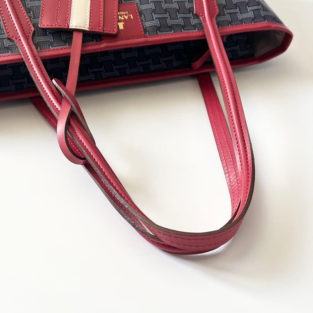 ランバンコレクション　トートバッグ　フェリア　PVC　レザー　ネイビー　レッド