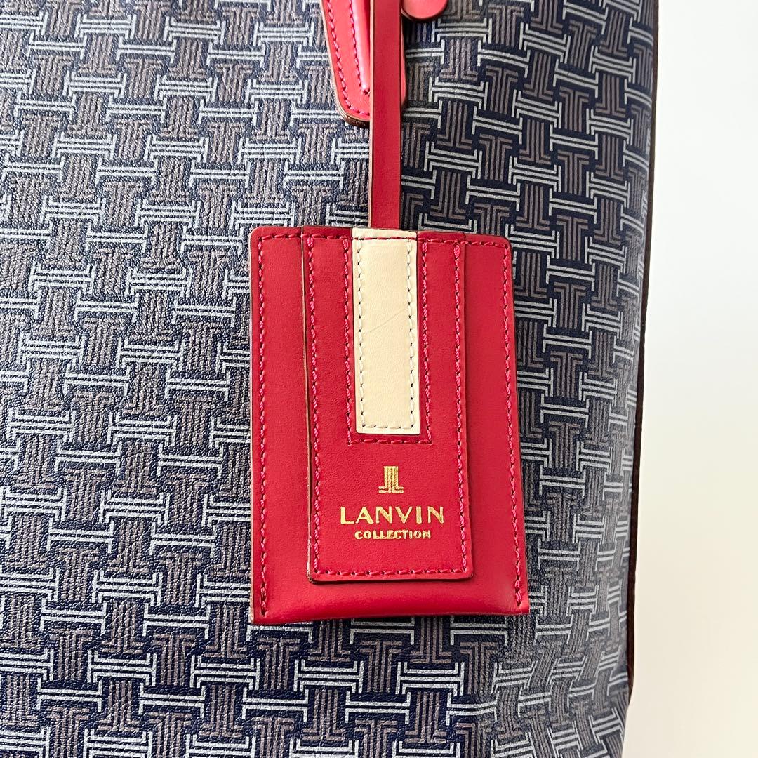 ランバンコレクション　トートバッグ　フェリア　PVC　レザー　ネイビー　レッド