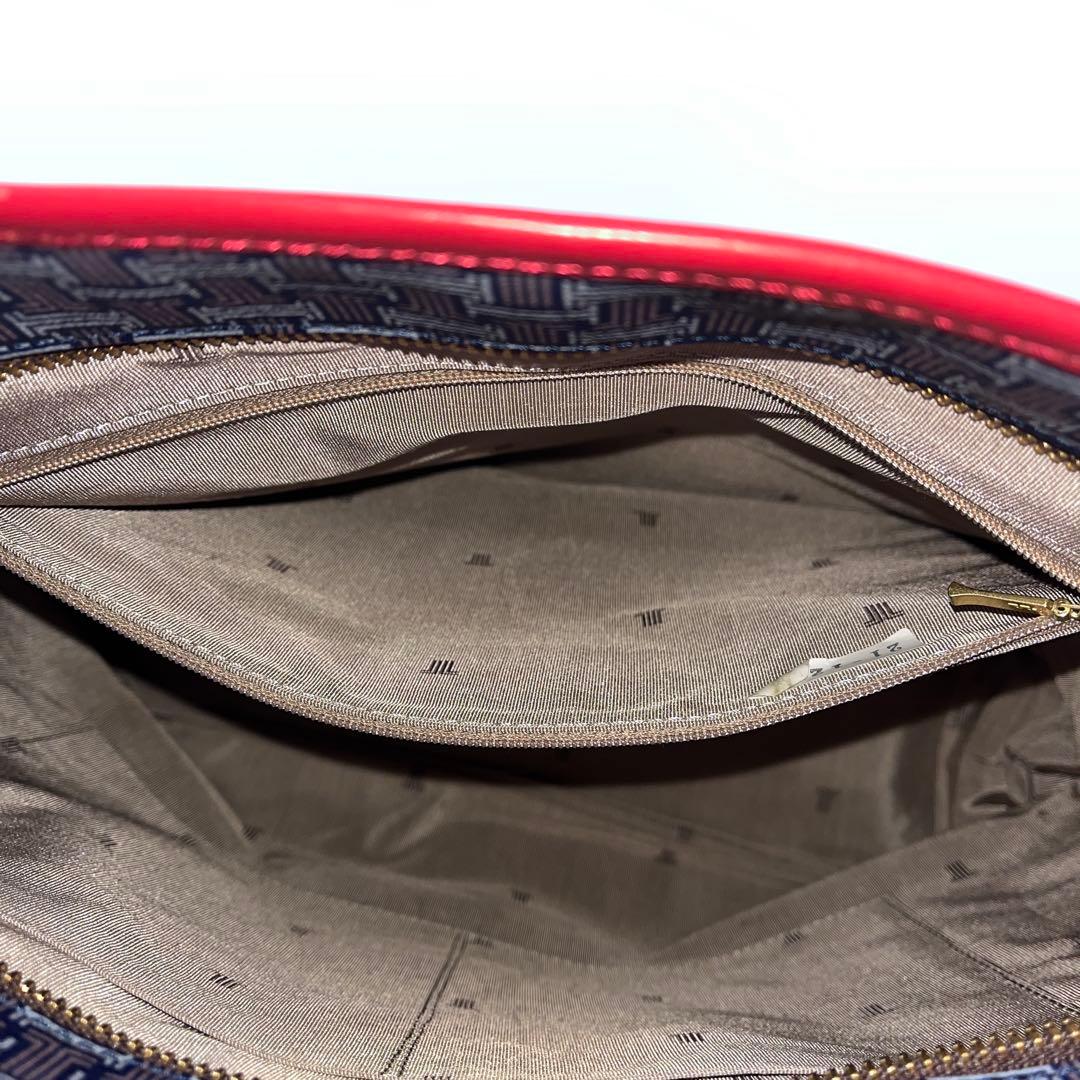 ランバンコレクション　トートバッグ　フェリア　PVC　レザー　ネイビー　レッド