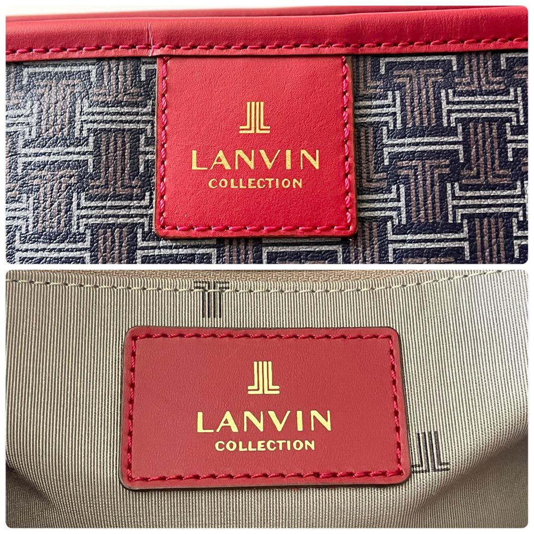 ランバンコレクション　トートバッグ　フェリア　PVC　レザー　ネイビー　レッド