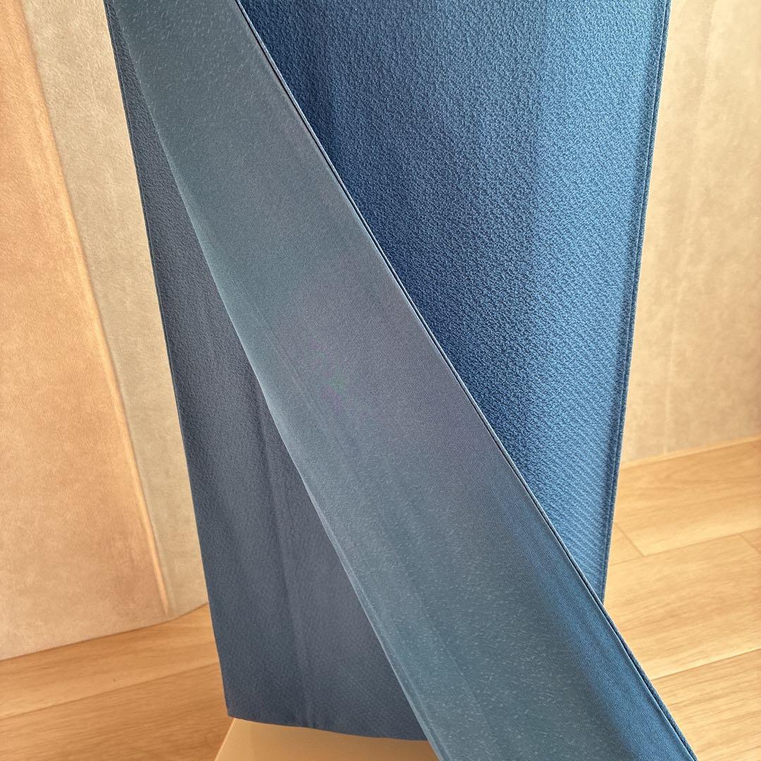 色無地　フルセット　着物　正絹　一つ紋　ブルー系　J9