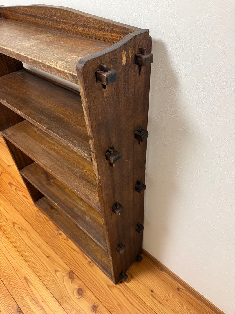 古家具 無垢材 組み木棚 昭和レトロ 飾り棚 本棚 シェルフ アンティーク