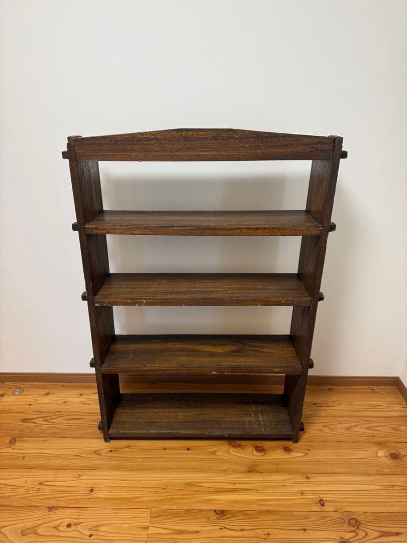 古家具 無垢材 組み木棚 昭和レトロ 飾り棚 本棚 シェルフ アンティーク