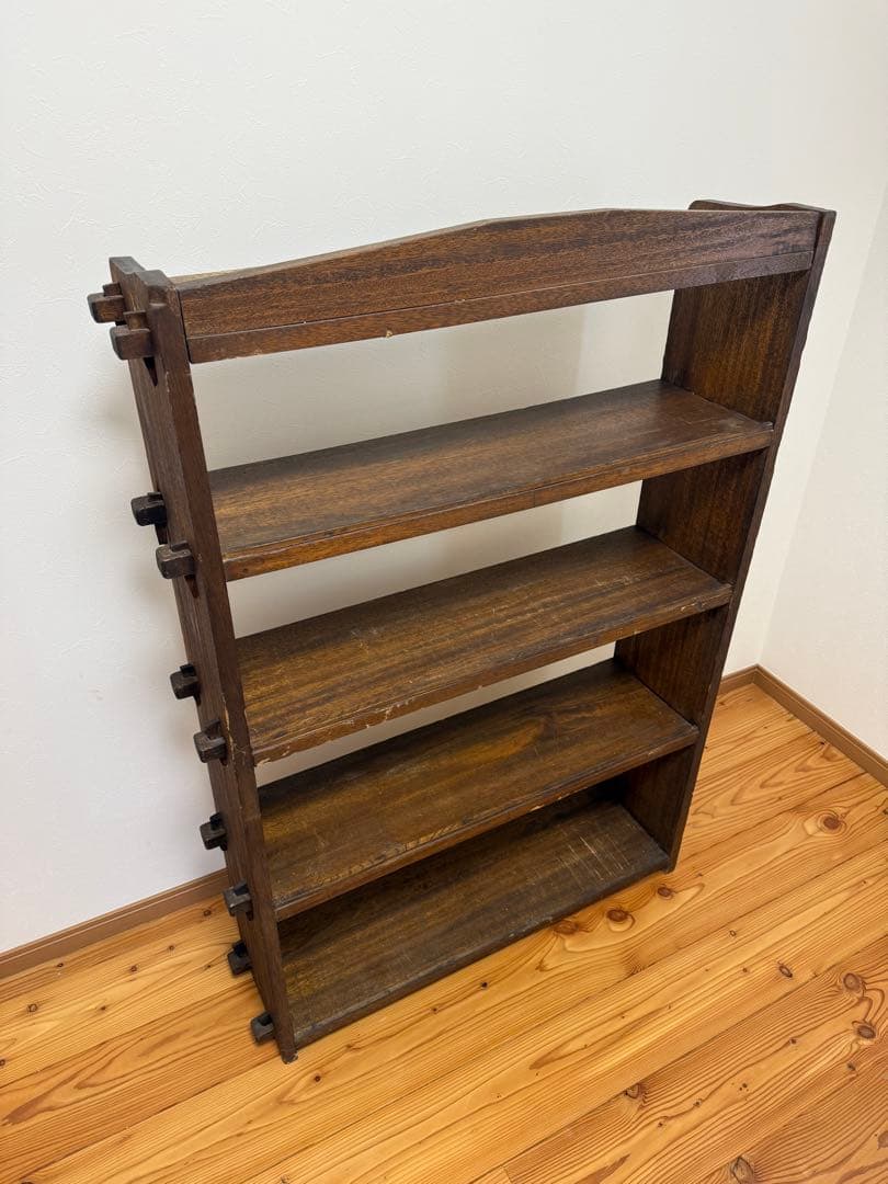 古家具 無垢材 組み木棚 昭和レトロ 飾り棚 本棚 シェルフ アンティーク