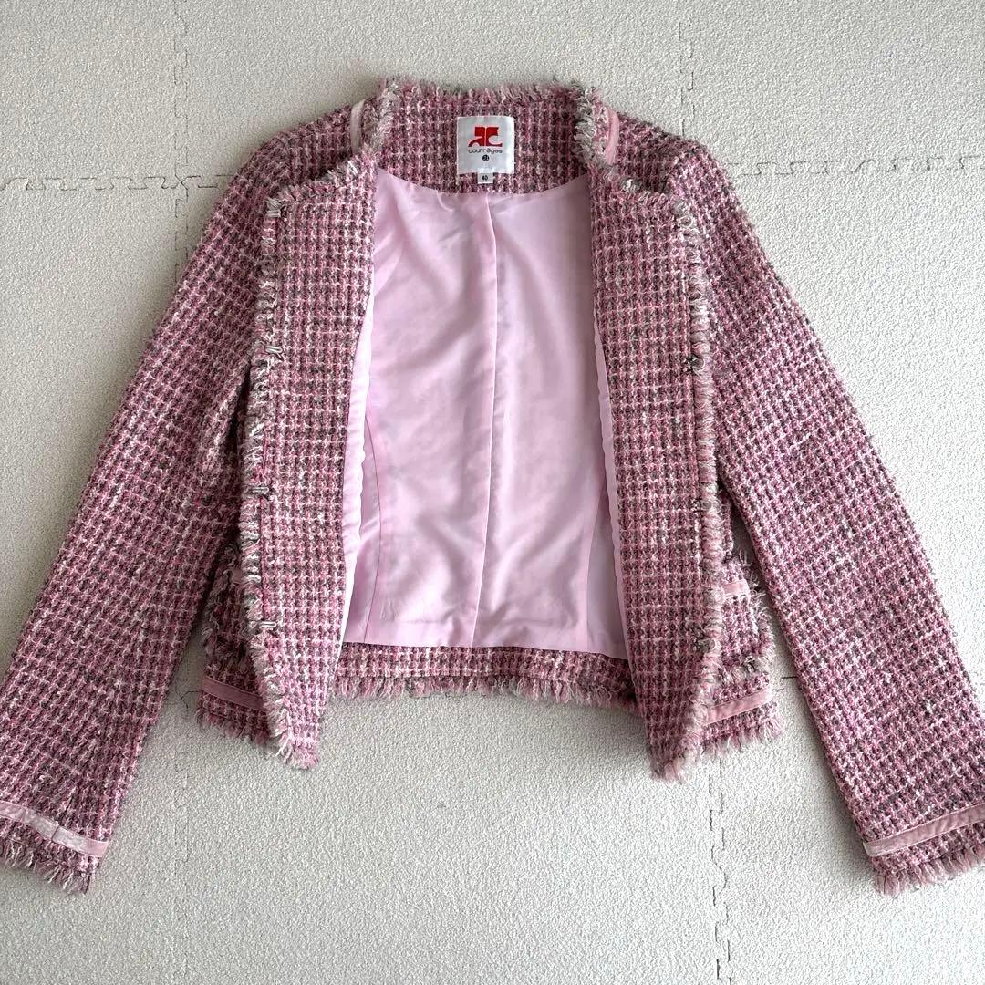 COURREGES ピンク ツイードジャケット L 美品 姫系 通勤 卒園式
