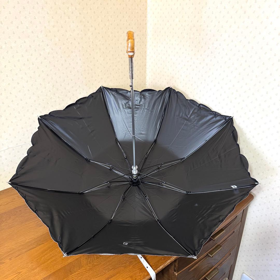 ★新品★サンドレス　晴雨兼用　日傘　楽折　ジャンプ式　1級遮光　遮熱　ドット　白