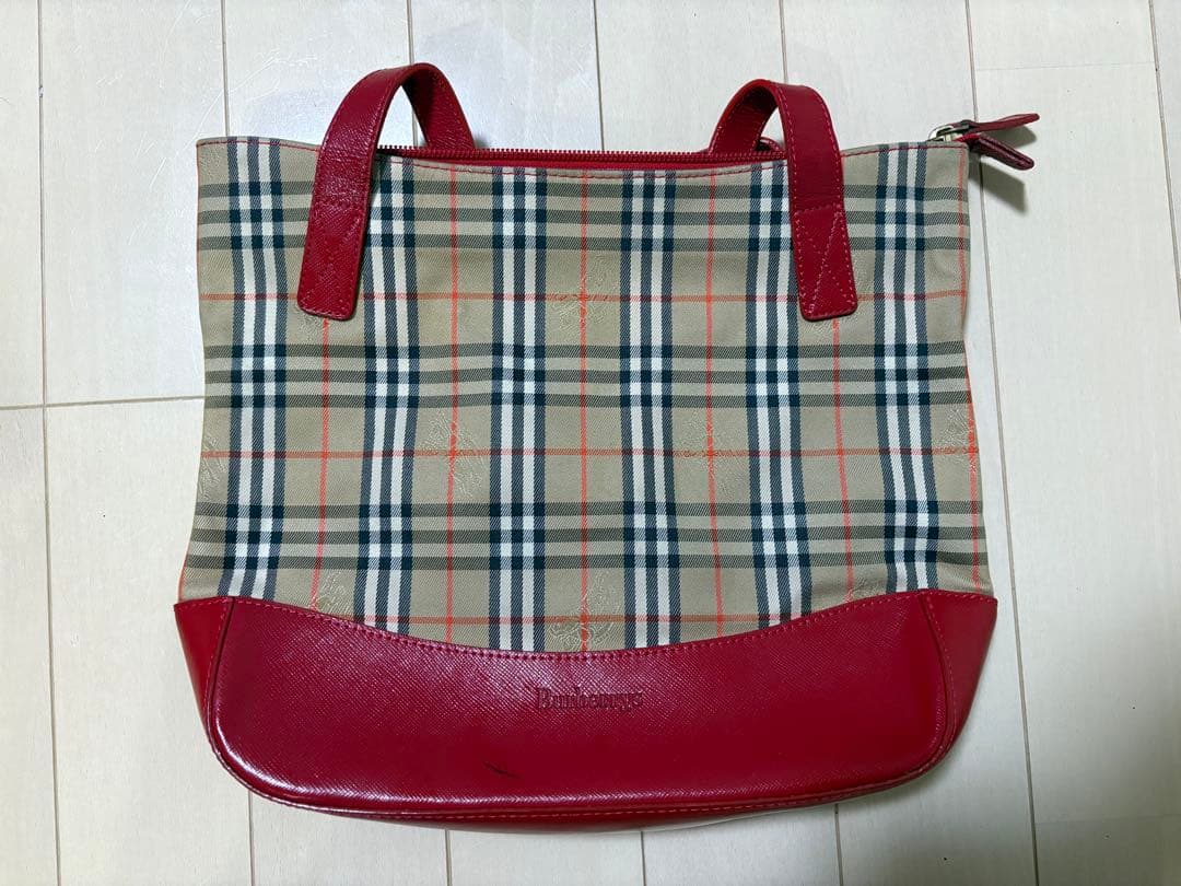 【希少】Burberrys ハンドバッグ ノバチェック 赤 ヴィンテージ