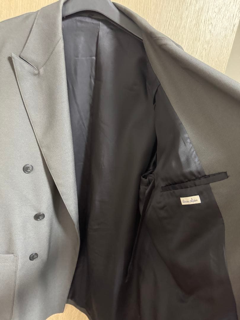 ダークグレー ダブルブレスト テーラードジャケット スティーブン アラン