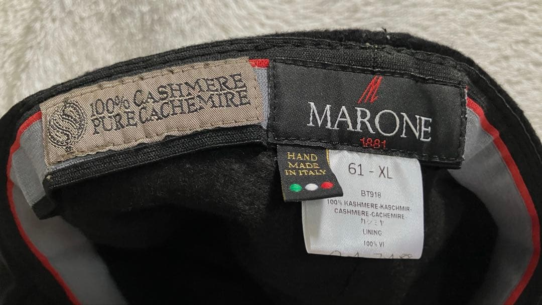 名門MARONE カシミア100% キャスケット イタリア製 未使用 マローネ