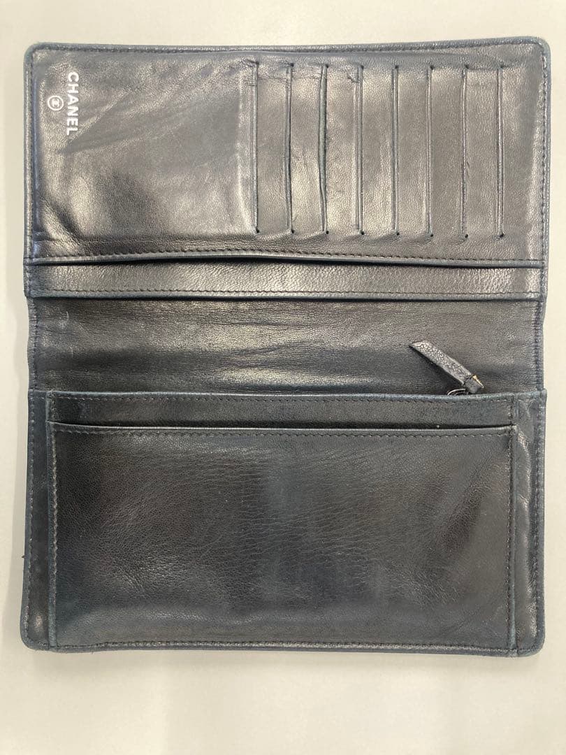 CHANEL ブラック 長財布 フラワーエンボス