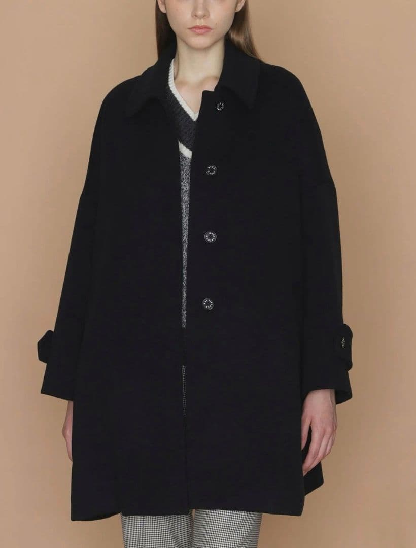 マッキントッシュ ロズリー ピュアラムビーバーステンカラーコート ブラック 38