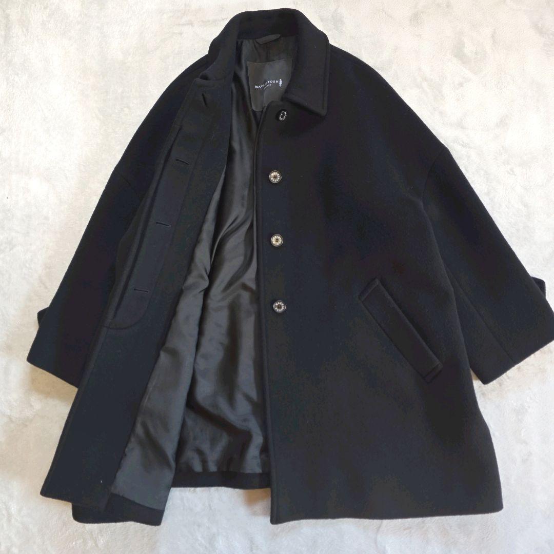 マッキントッシュ ロズリー ピュアラムビーバーステンカラーコート ブラック 38