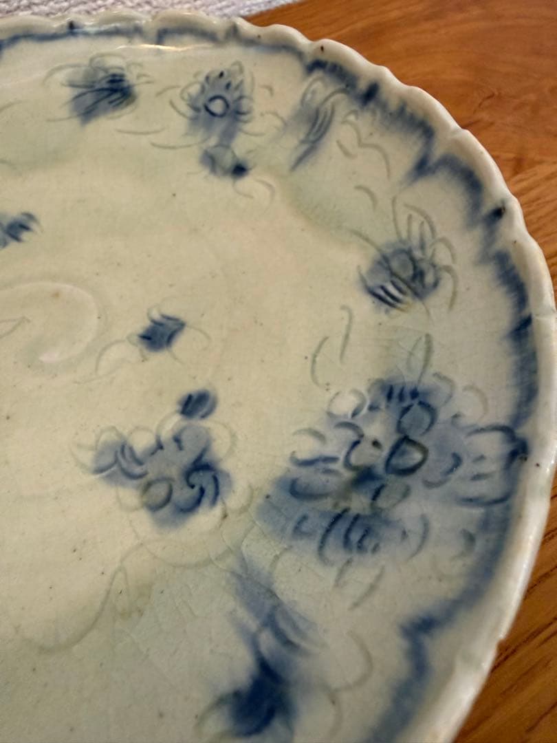 イムサエム 染付 安南手 輪花皿 プレート　　 6寸 作家物 うつわ