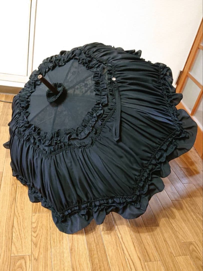 【処分価格☆】ヴィクトリアンメイデン フェアリードールフリルパラソル 黒 使用少