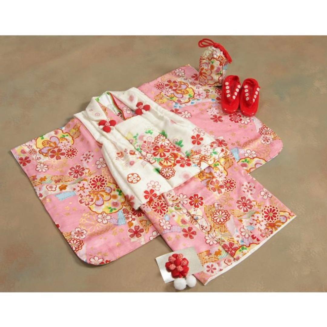 七五三　3歳　被布セット　京都花ひめ　着物未使用　着用画像あり