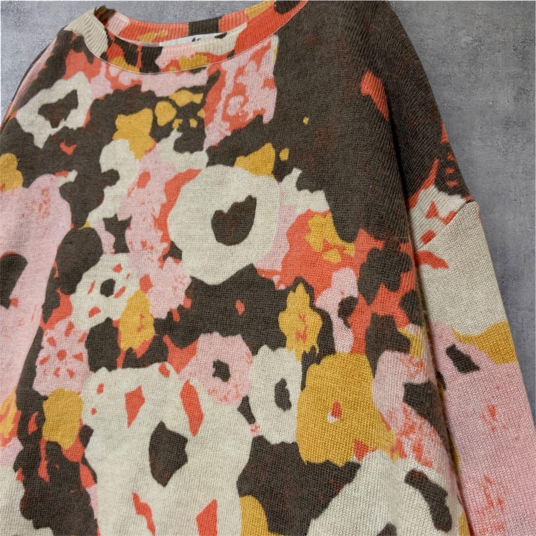 45R カモフラ 花柄 総柄 ニット チュニック丈 ワンピース ウール