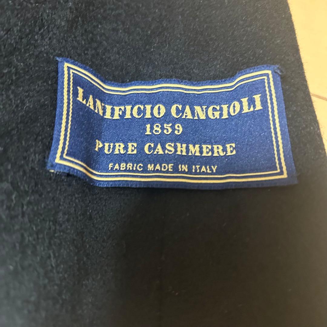 【新品未使用品】 カシミヤ100%　ダブルロングコート　ブラック　イタリア製生地