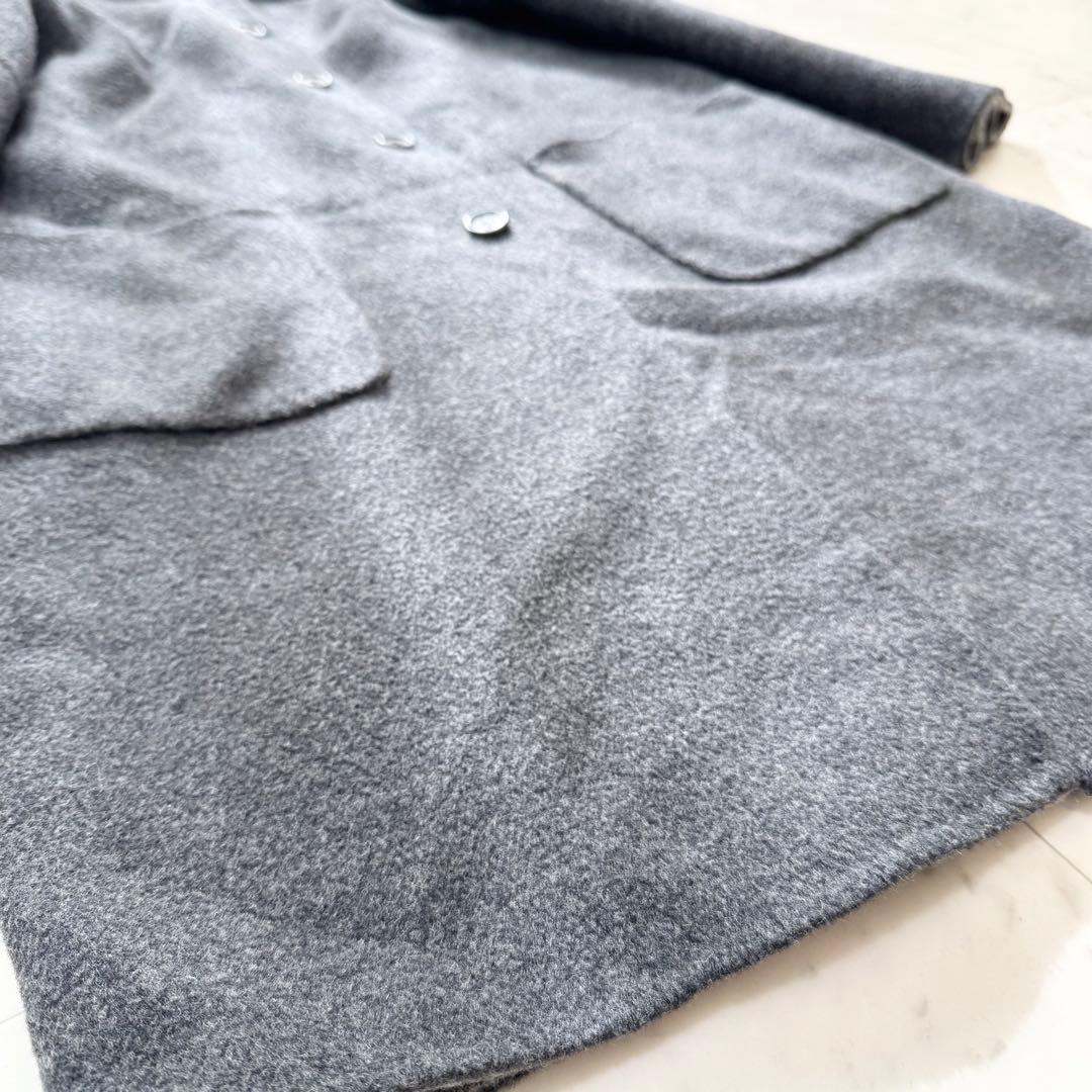 【美品】BURBERRY バーバリー リバーコート ロング フード グレー