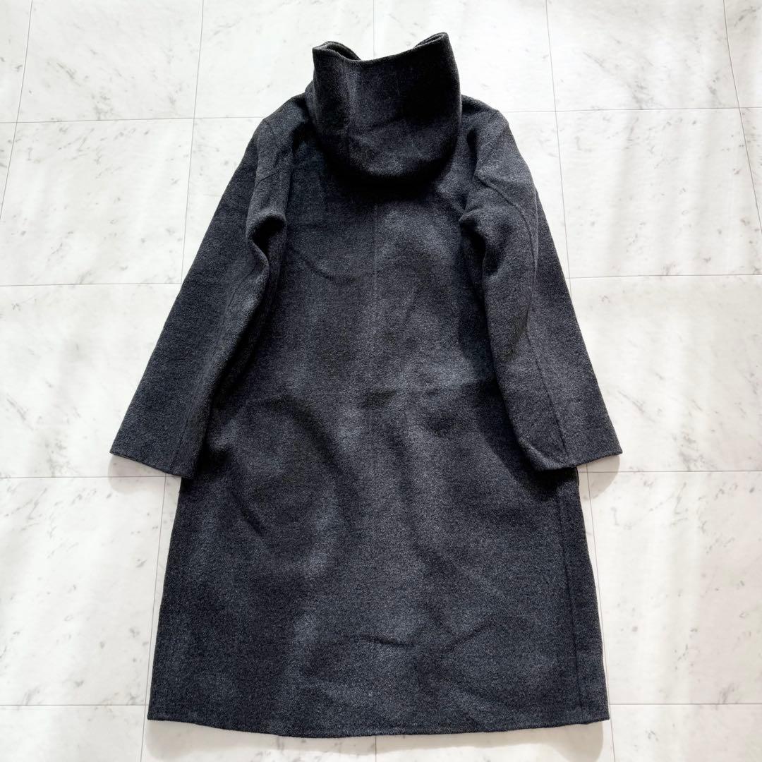 【美品】BURBERRY バーバリー リバーコート ロング フード グレー