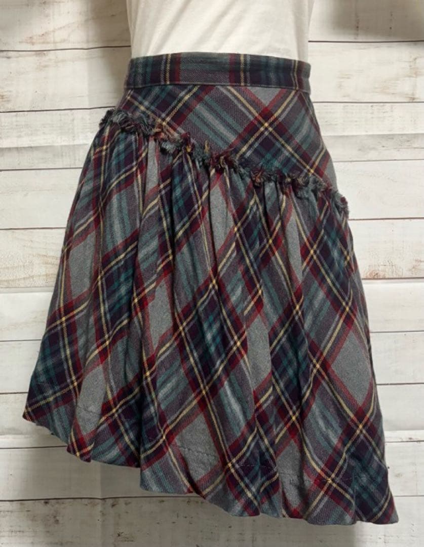 【ヴィヴィアンウエストウッド レッドレーベル】アシンメトリースカート★チェック柄