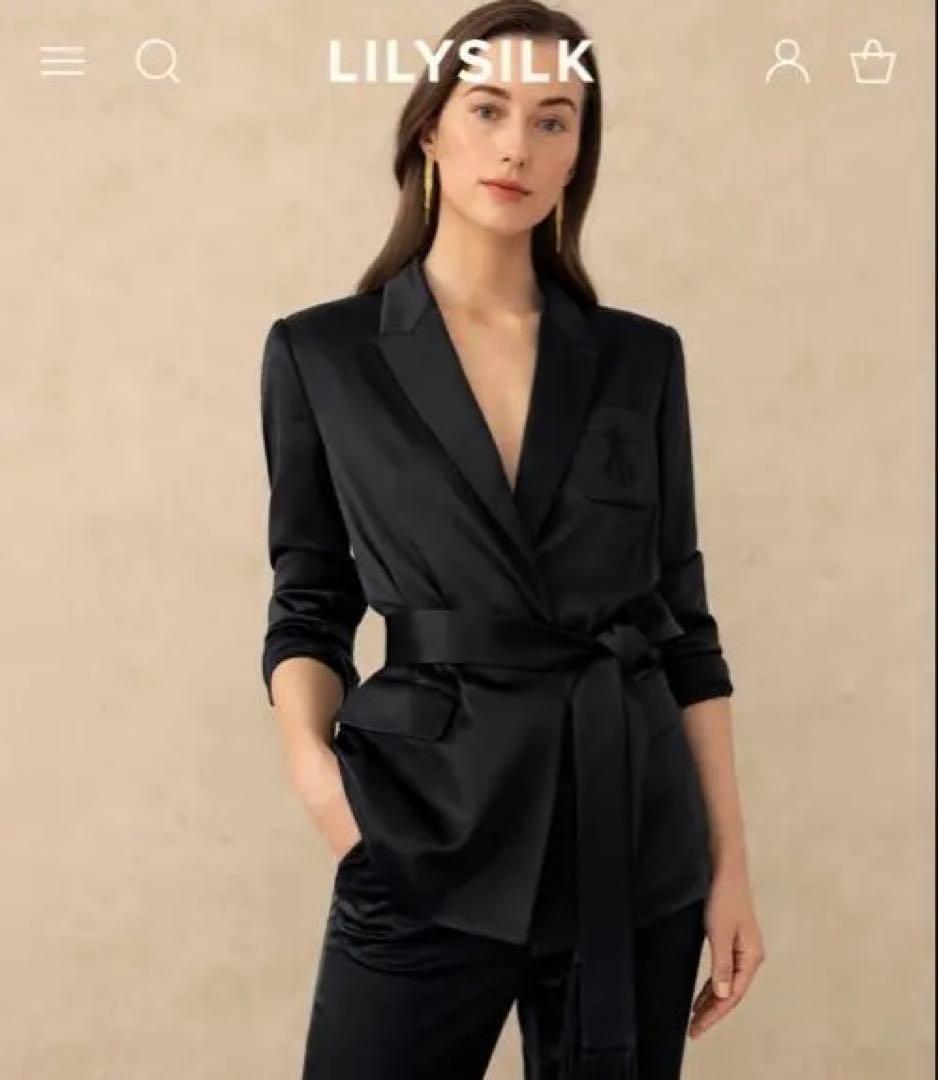 LILYSILK ブラック着心地良い シルク アルピナ ブレザー
