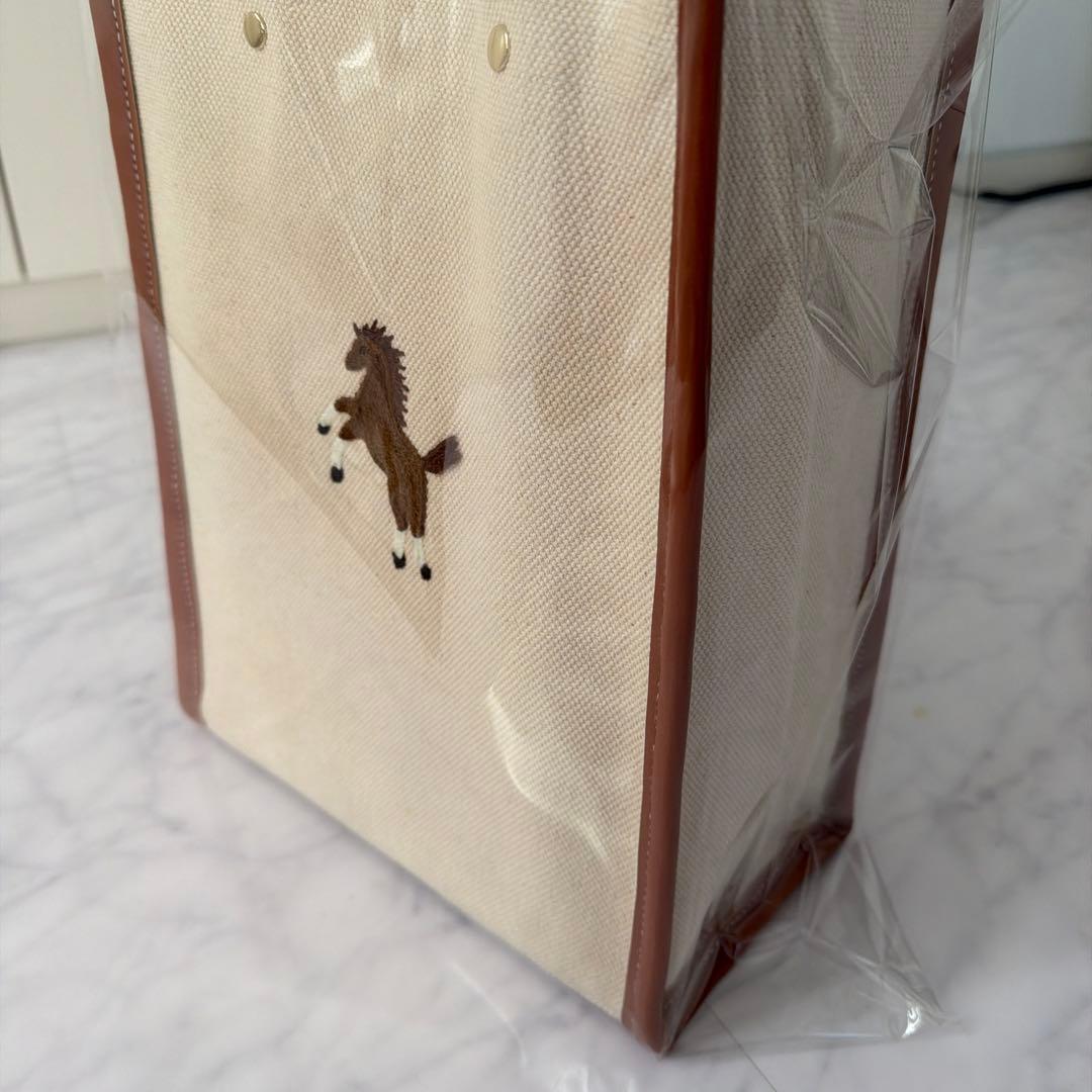 新品　SEVEN TEN ワンポイント馬の刺繍 キャンバストートバッグ　小