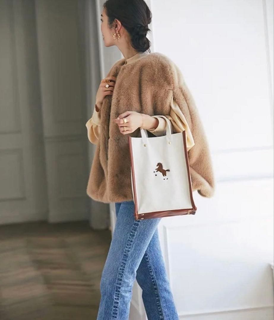 新品　SEVEN TEN ワンポイント馬の刺繍 キャンバストートバッグ　小