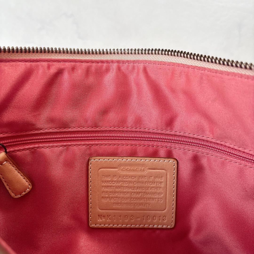 COACH ダブルポケット 本革 ショルダーバッグ キャメル 2way