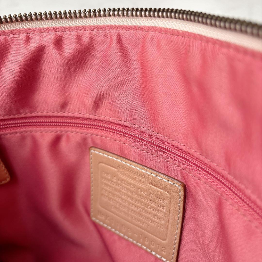 COACH ダブルポケット 本革 ショルダーバッグ キャメル 2way