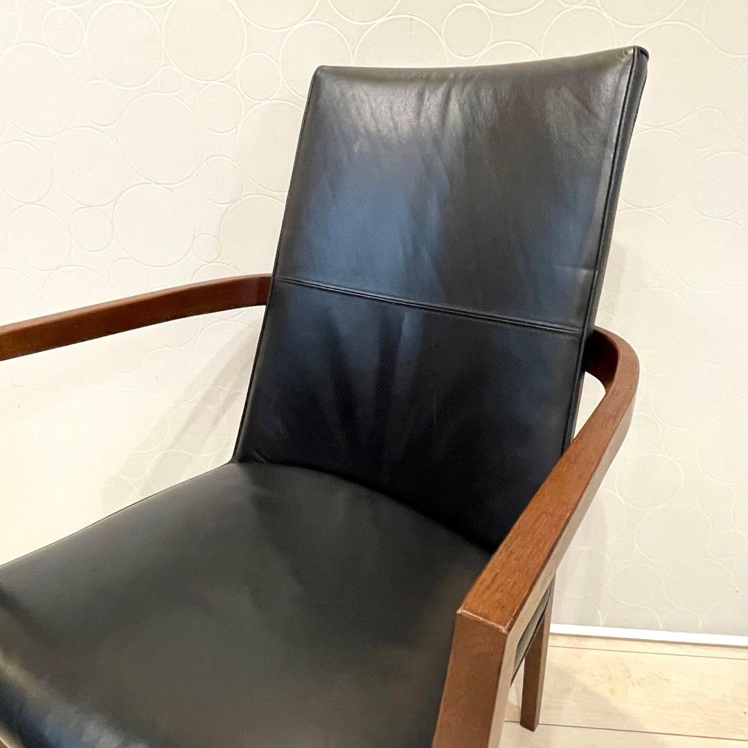 【美品】ACTUS リレート ダイニングチェア 本革 アームチェア 天然木 北欧