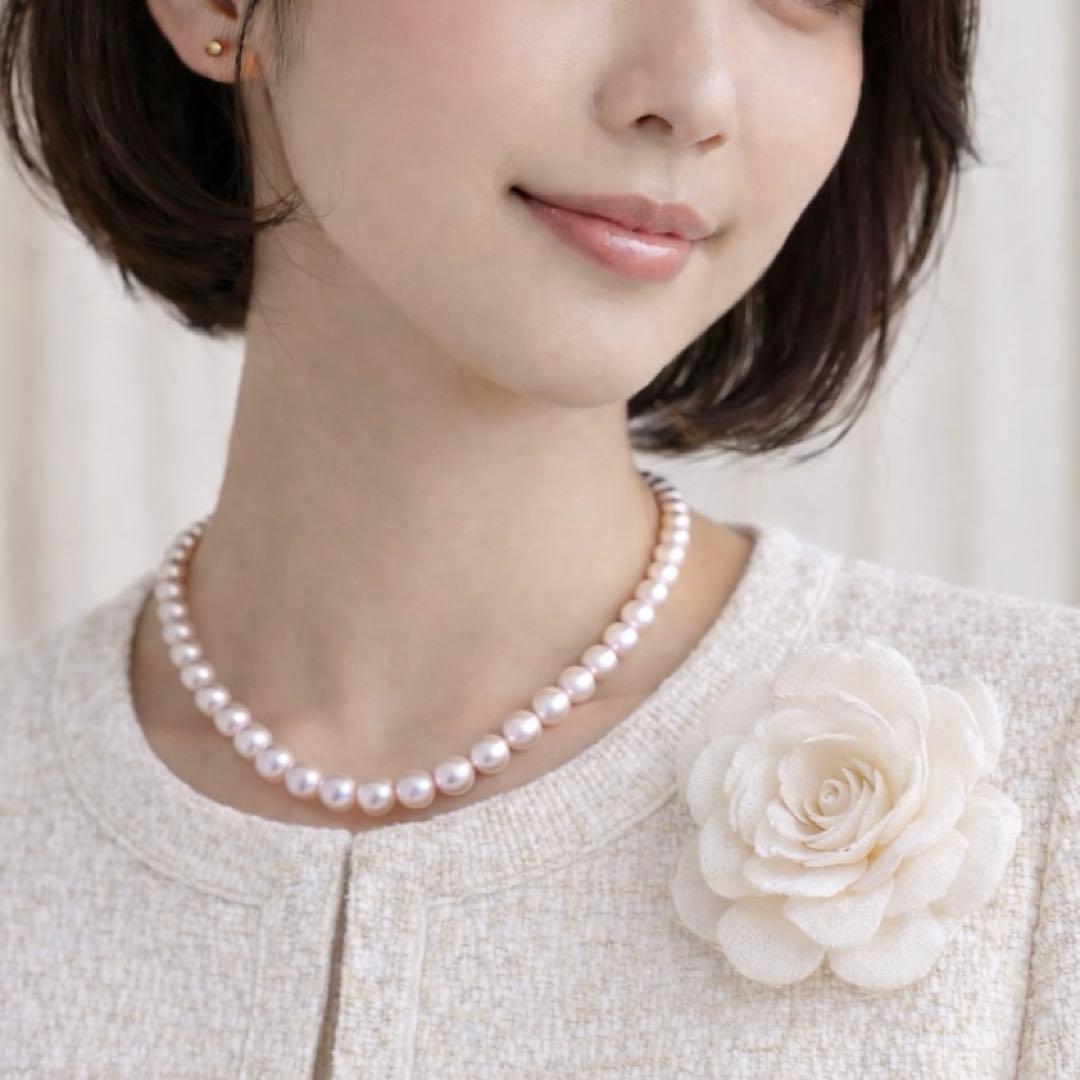 【干渉色◎大珠8mm】あこや本真珠パールネックレス SV刻印 フォーマル冠婚葬祭