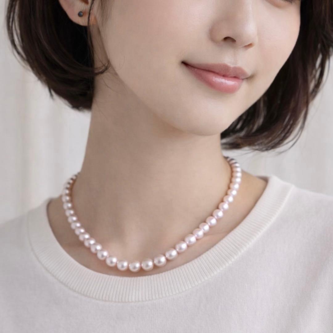 【干渉色◎大珠8mm】あこや本真珠パールネックレス SV刻印 フォーマル冠婚葬祭