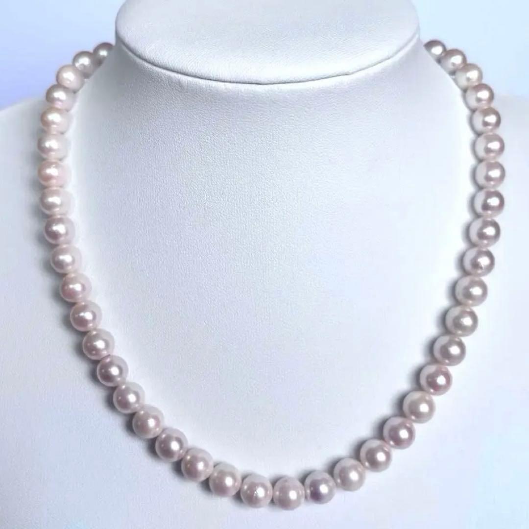 【干渉色◎大珠8mm】あこや本真珠パールネックレス SV刻印 フォーマル冠婚葬祭