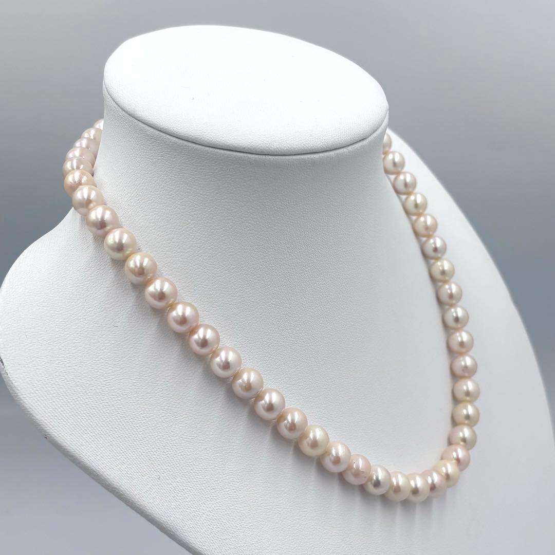 【干渉色◎大珠8mm】あこや本真珠パールネックレス SV刻印 フォーマル冠婚葬祭