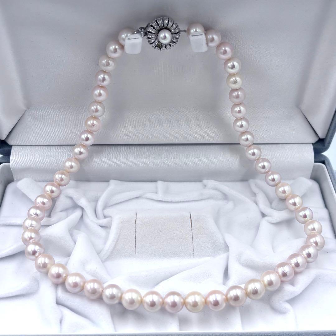 【干渉色◎大珠8mm】あこや本真珠パールネックレス SV刻印 フォーマル冠婚葬祭