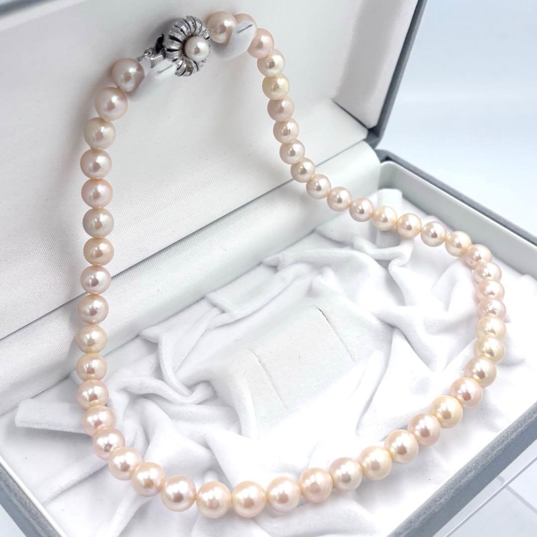 【干渉色◎大珠8mm】あこや本真珠パールネックレス SV刻印 フォーマル冠婚葬祭