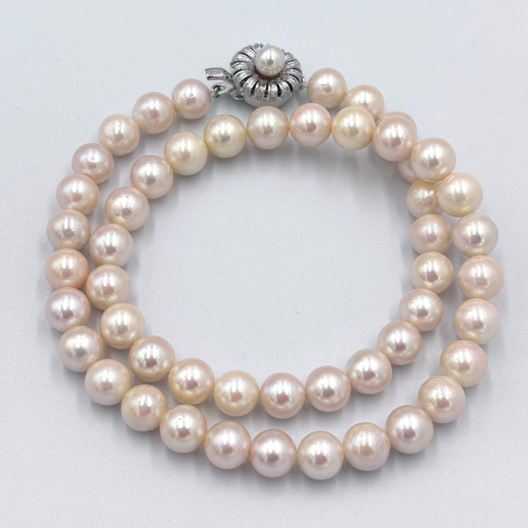 【干渉色◎大珠8mm】あこや本真珠パールネックレス SV刻印 フォーマル冠婚葬祭