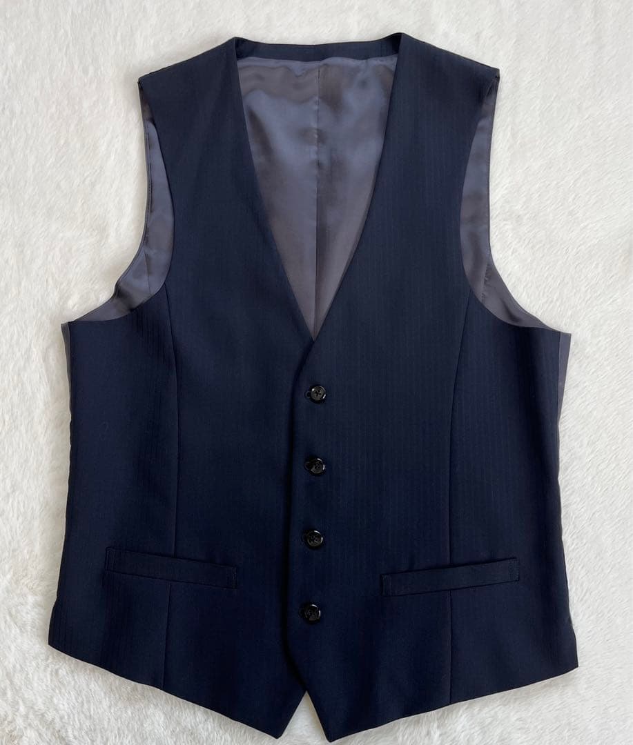 【希少】2WAYストレッチ　スーツ　セットアップ　スリーピーススーツ ストライプ