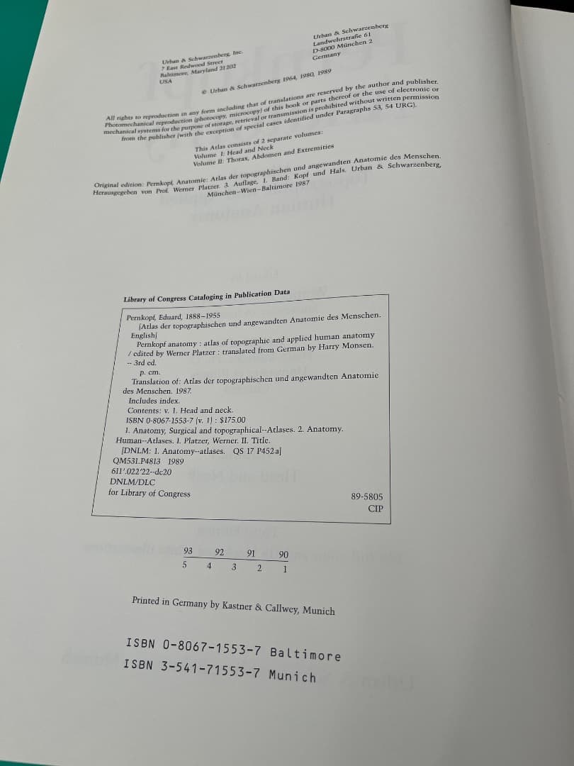 健康・医学 Pernkopf Anatomy volume I Head and Neck