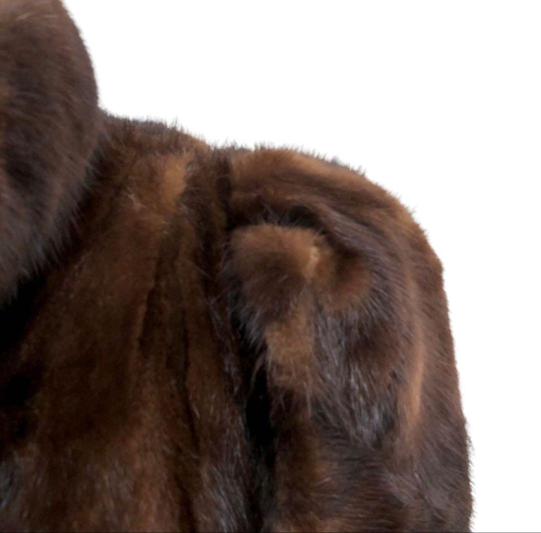 Hydraハイドラ リアルファーコート 毛皮 ブラウン フラワーモチーフ付き