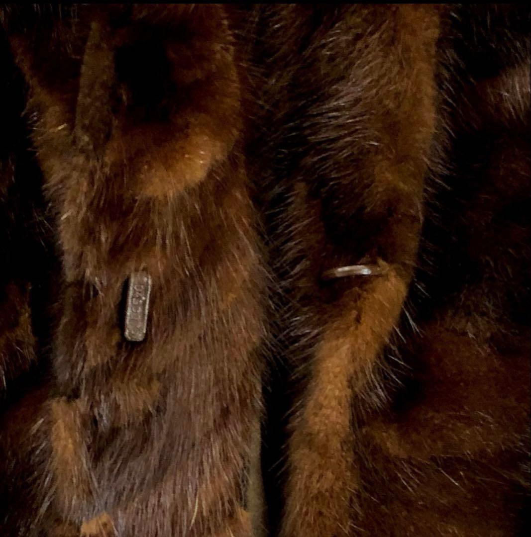 Hydraハイドラ リアルファーコート 毛皮 ブラウン フラワーモチーフ付き