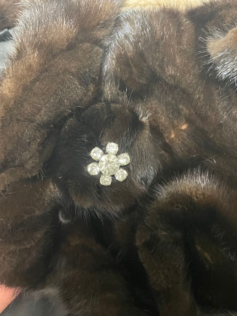 Hydraハイドラ リアルファーコート 毛皮 ブラウン フラワーモチーフ付き