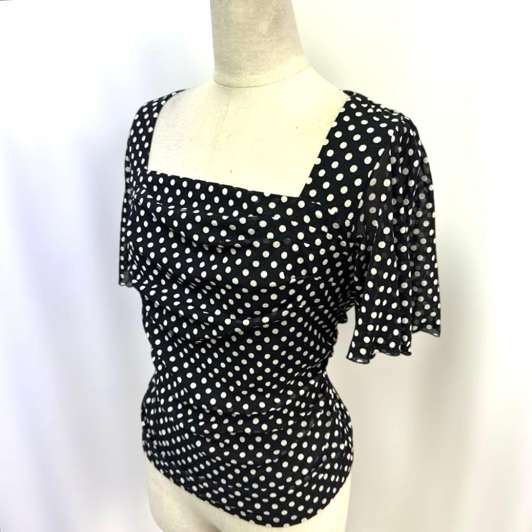 Y5661★M【Chacottチャコット】ドット りぼん トップス 社交ダンス