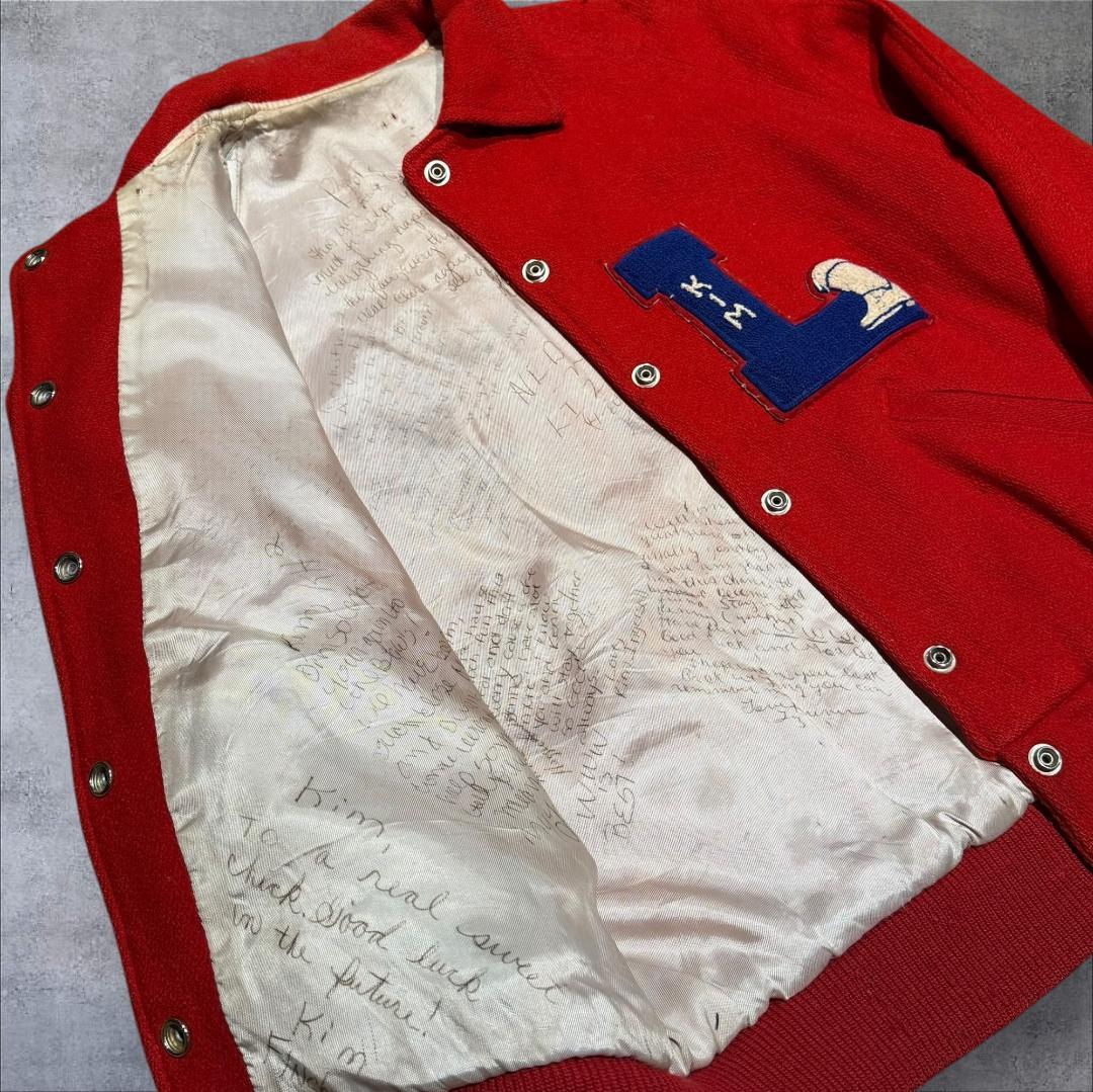 70s VINTAGE スタジャン サテン VARSITY ジャケット Hedi