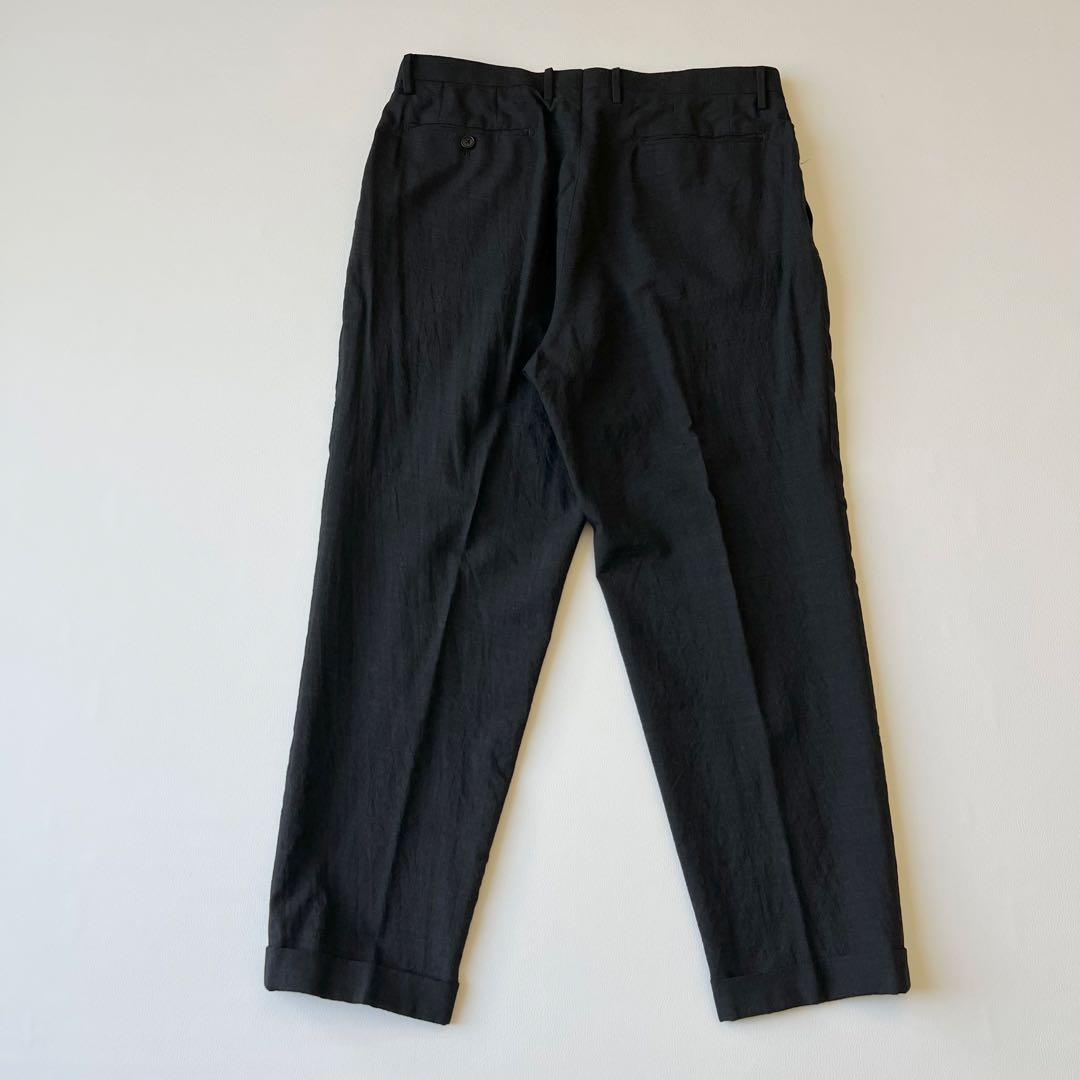 3223【美品】コモリ　ウール2タックパンツ　スラックス 21SS 黒　XL