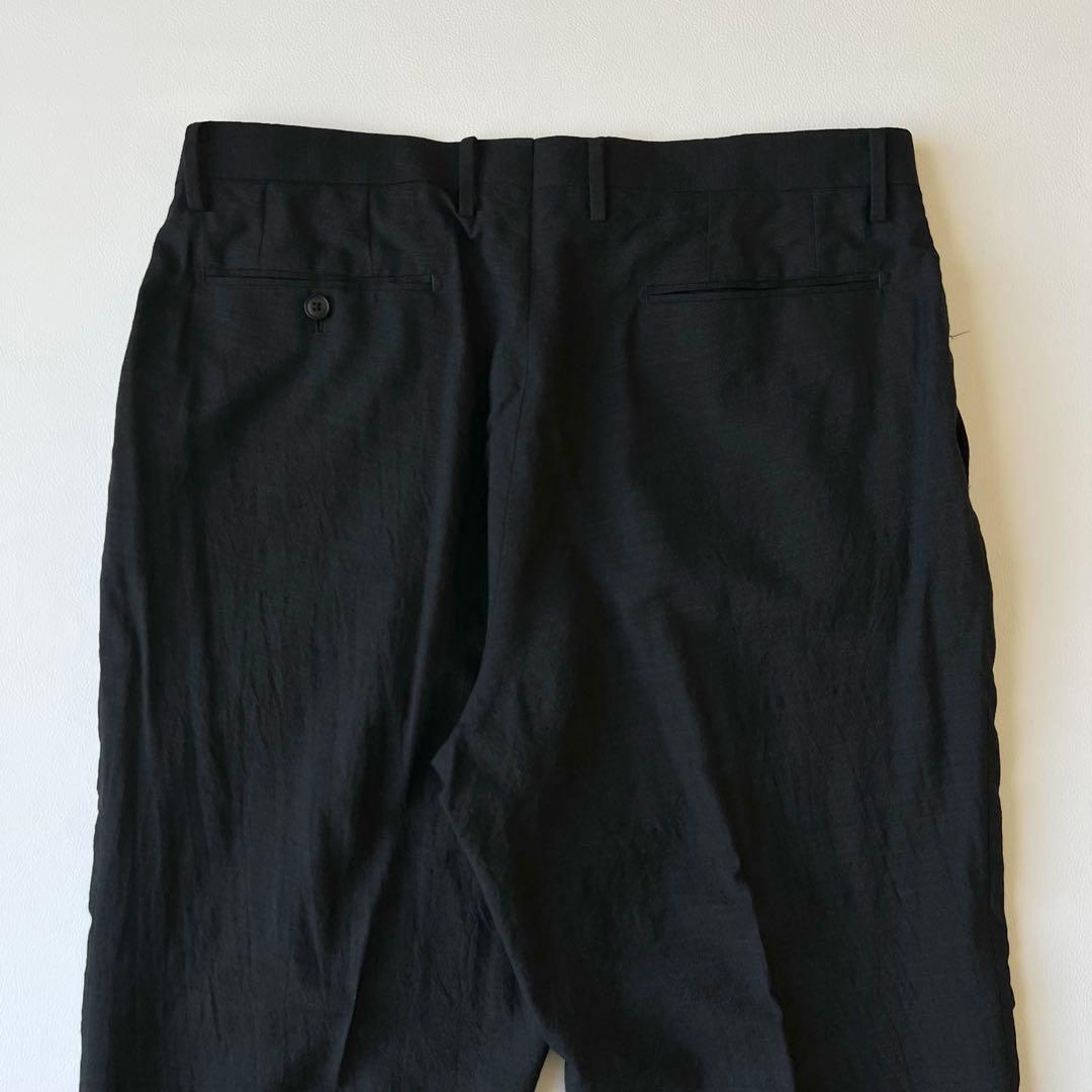 3223【美品】コモリ　ウール2タックパンツ　スラックス 21SS 黒　XL