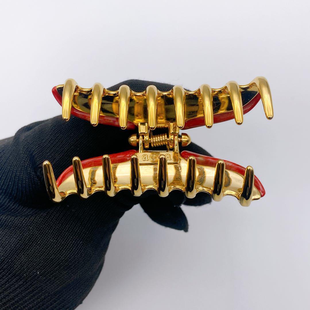 acca アッカ バービークリップ ヘアクリップ レッド 赤 マーブル 袋付き