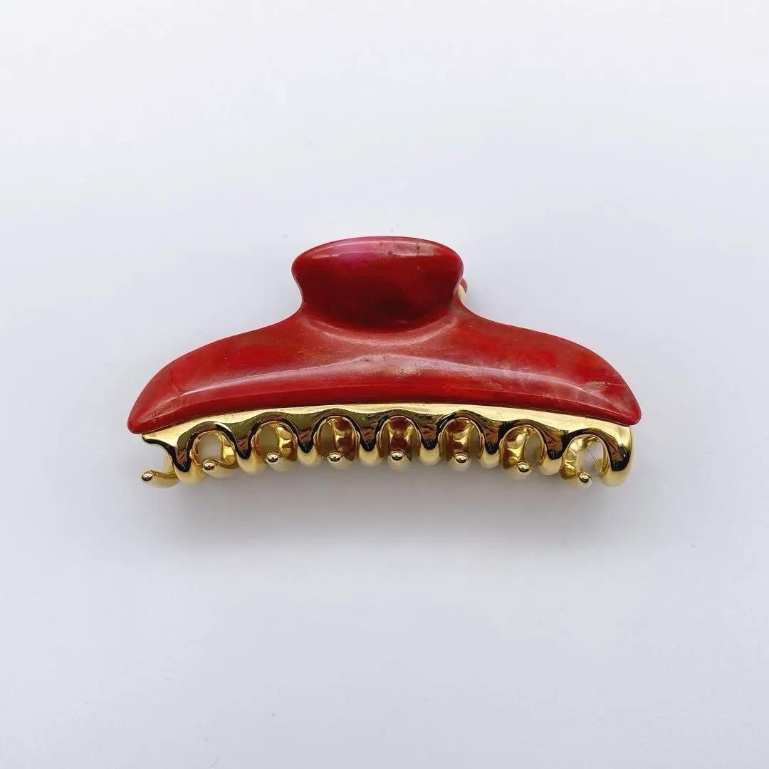 acca アッカ バービークリップ ヘアクリップ レッド 赤 マーブル 袋付き