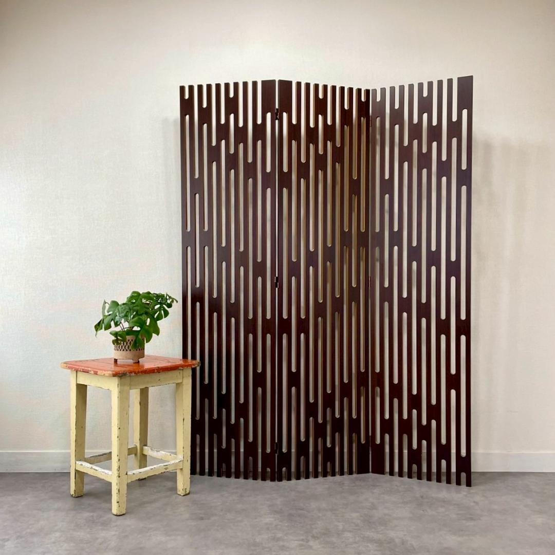 モダン 木製 パーテーション 3連 衝立 間仕切り ミッドセンチュリー 北欧