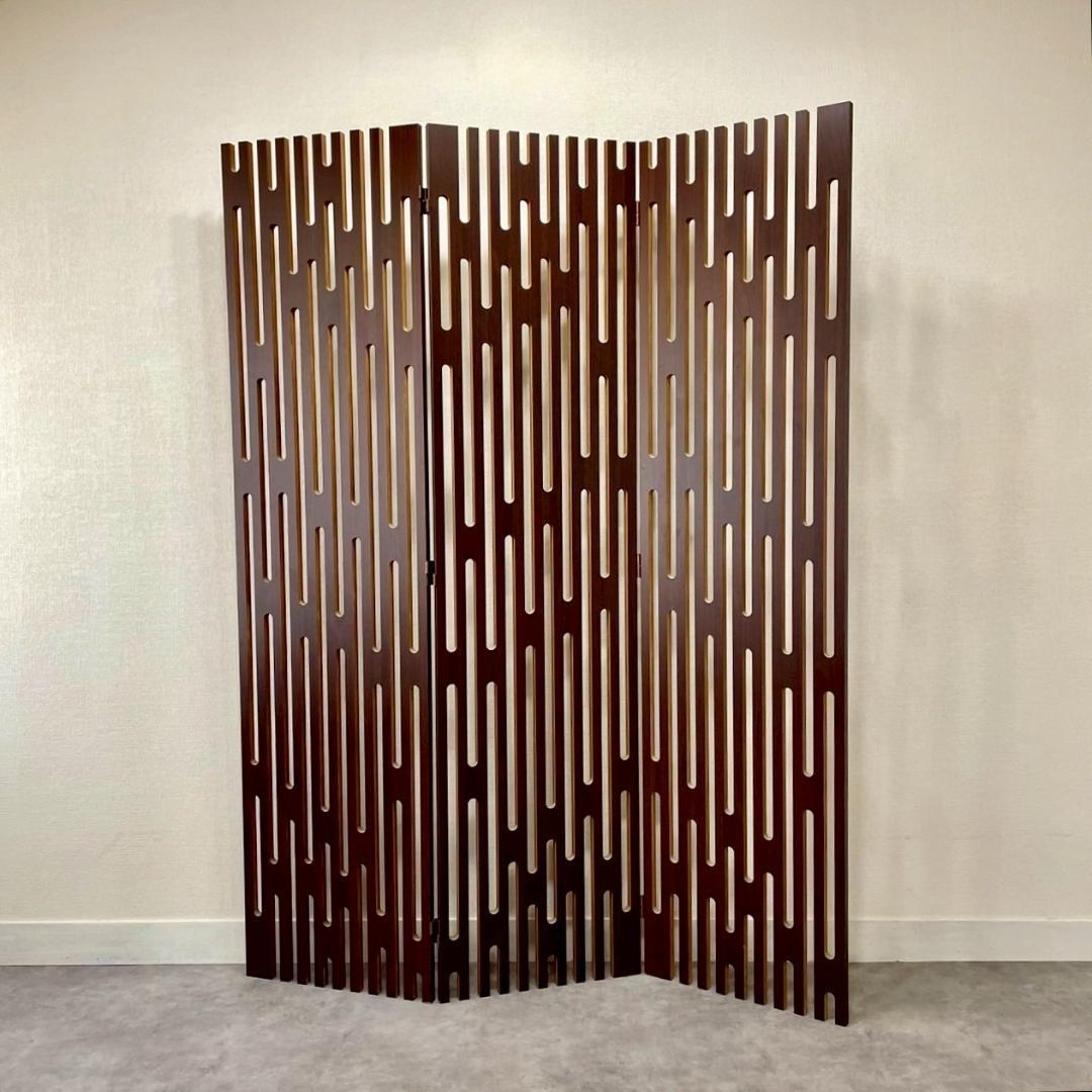 モダン 木製 パーテーション 3連 衝立 間仕切り ミッドセンチュリー 北欧